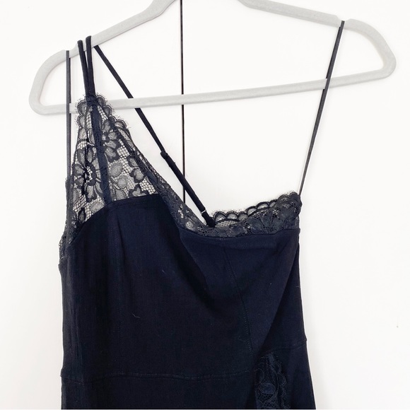 NWT Intimately Free People Premonitions Black Lace Asymmetric Bodycon Slip Dress - Picture 5 of 16